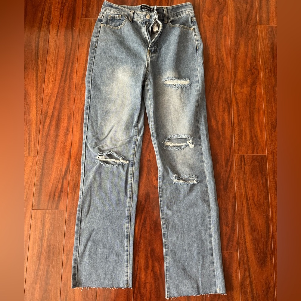 Pretty Little Thing Distressed Ripped Denim Jeans